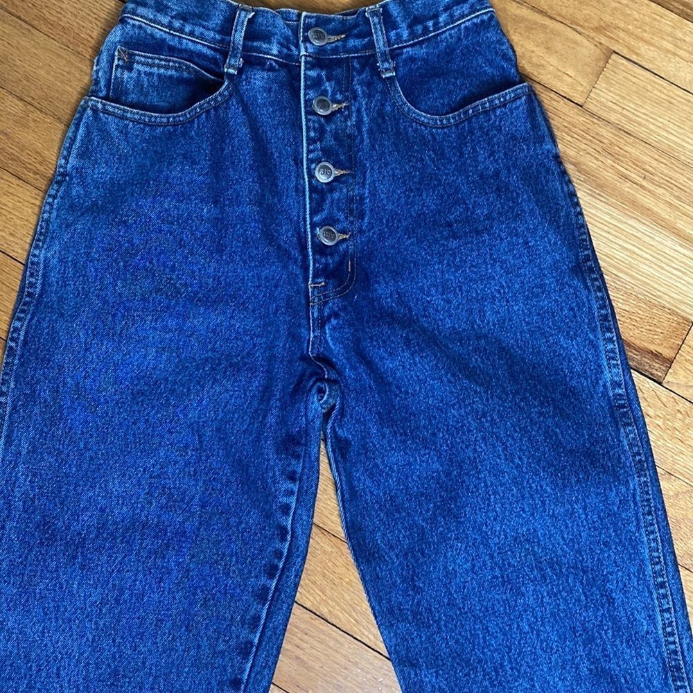 Rio Jeans Vintage High Waisted Button Fly Blue Denim Jeans